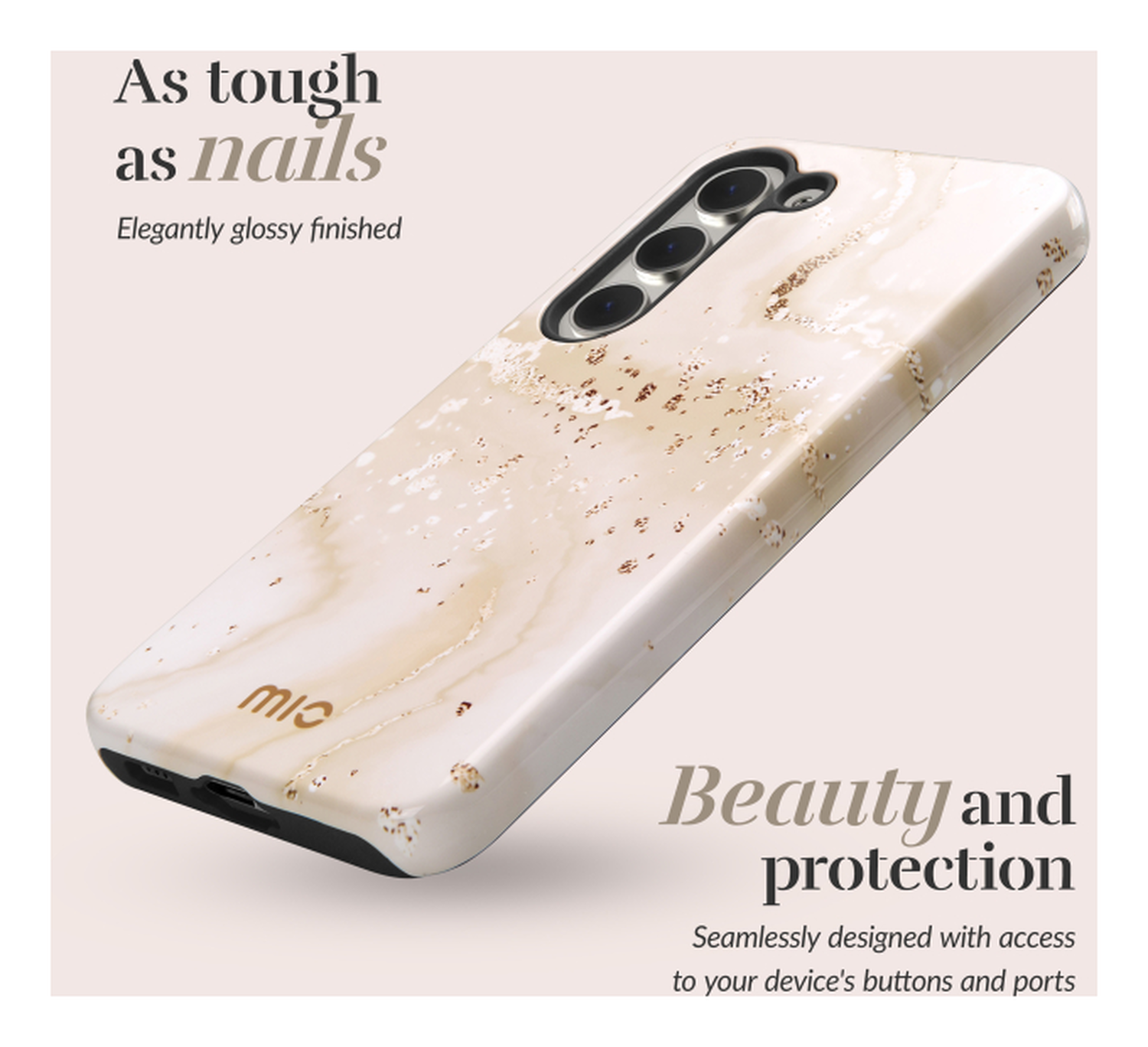 MIO MagSafe Samsung Galaxy A17 Hoesje Hard Shell Back Cover Gold Marble afbeelding 2