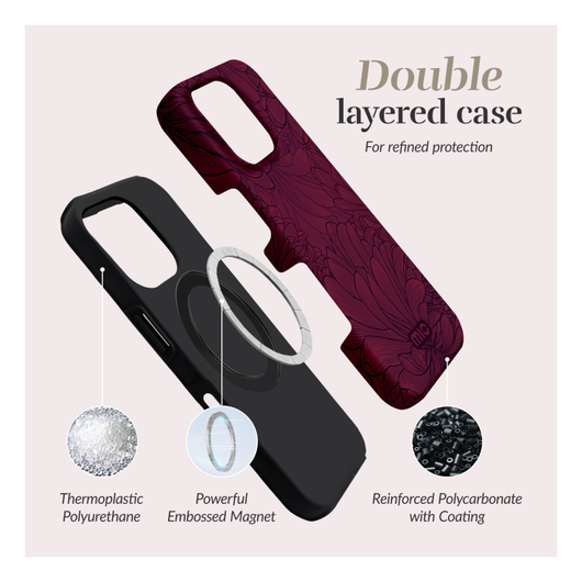 MIO MagSafe iPhone 17 Pro Hoesje Hard Shell Back Cover Berry Blooms afbeelding 6