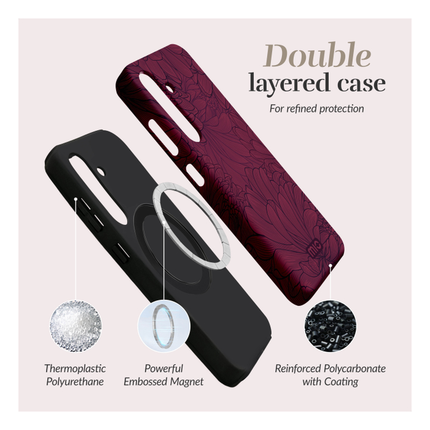 MIO MagSafe Samsung Galaxy S25 FE Hoesje Hard Shell Back Cover Berry Blooms afbeelding 5