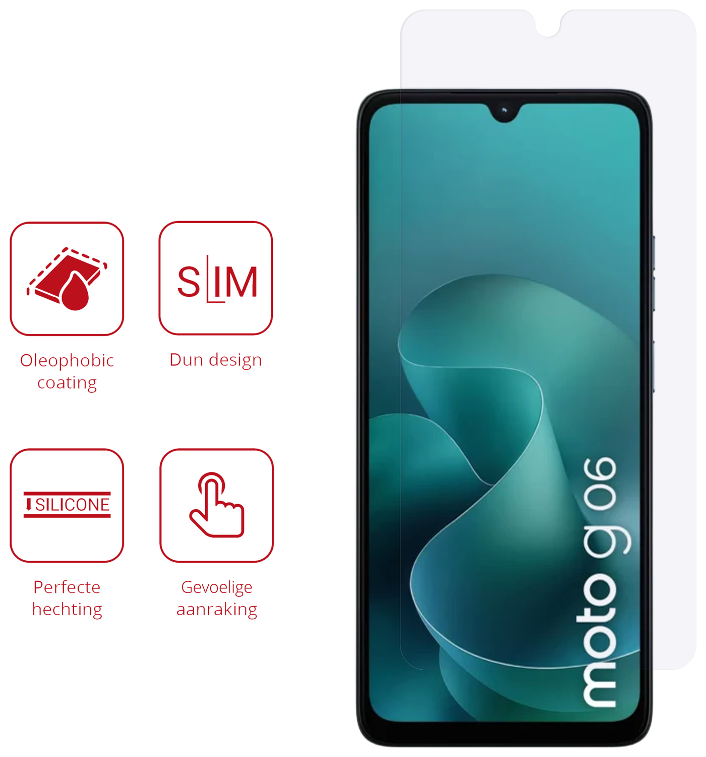 Rosso Motorola Moto G06/G06 Power Screen Protector Case Friendly Folie Duo Pack afbeelding 2