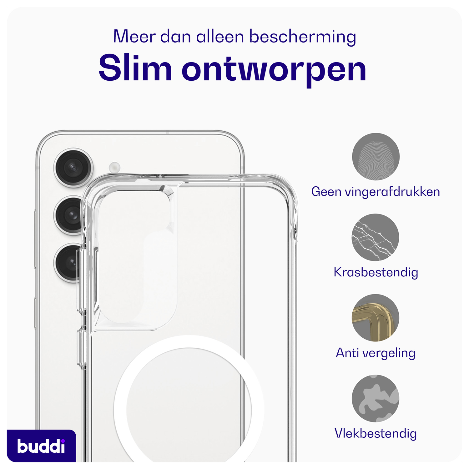 Buddi Core Samsung Galaxy S23 Hoesje MagSafe Back Cover Transparant afbeelding 6