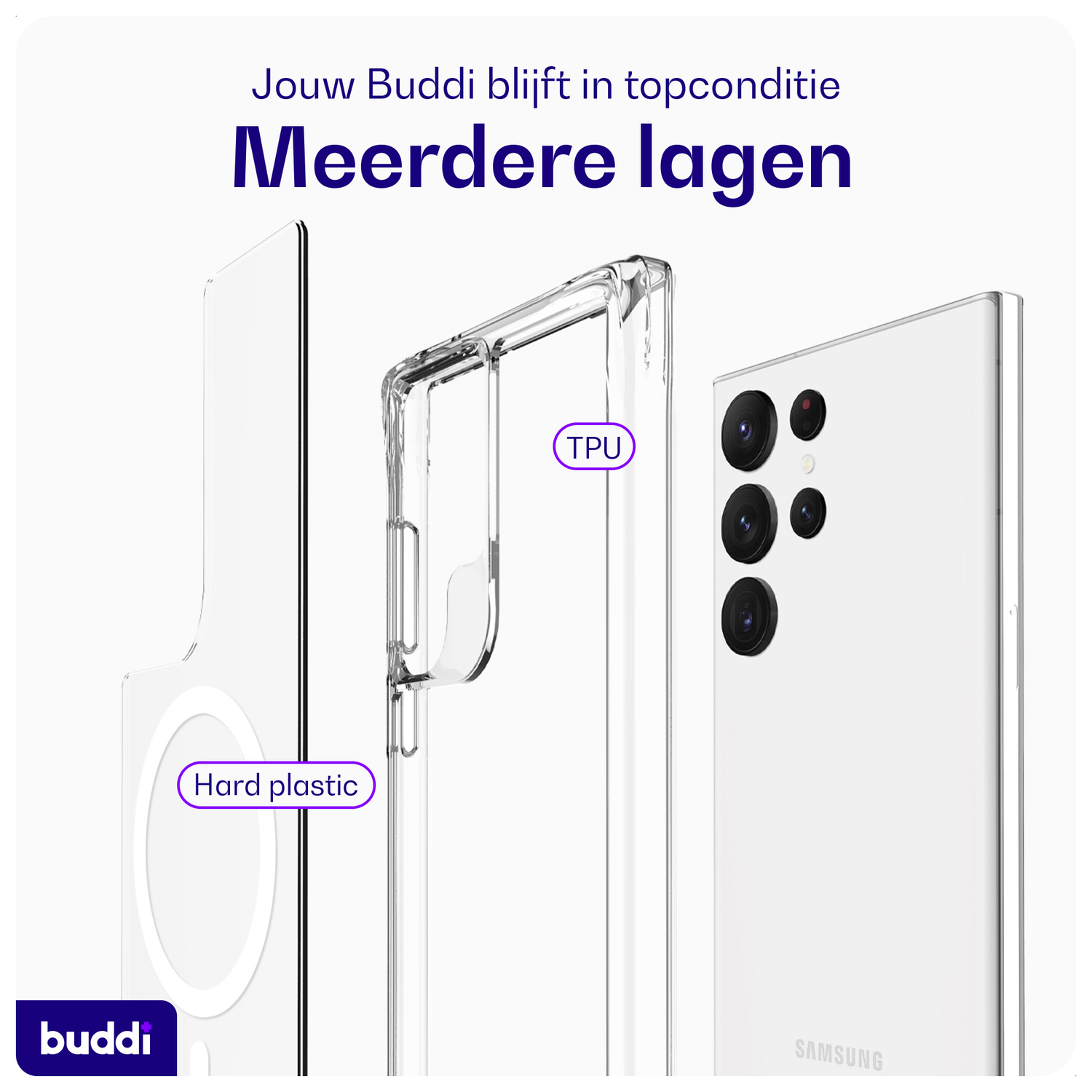 Buddi Core Samsung Galaxy S23 Ultra Hoesje MagSafe Back Cover Transparant afbeelding 7