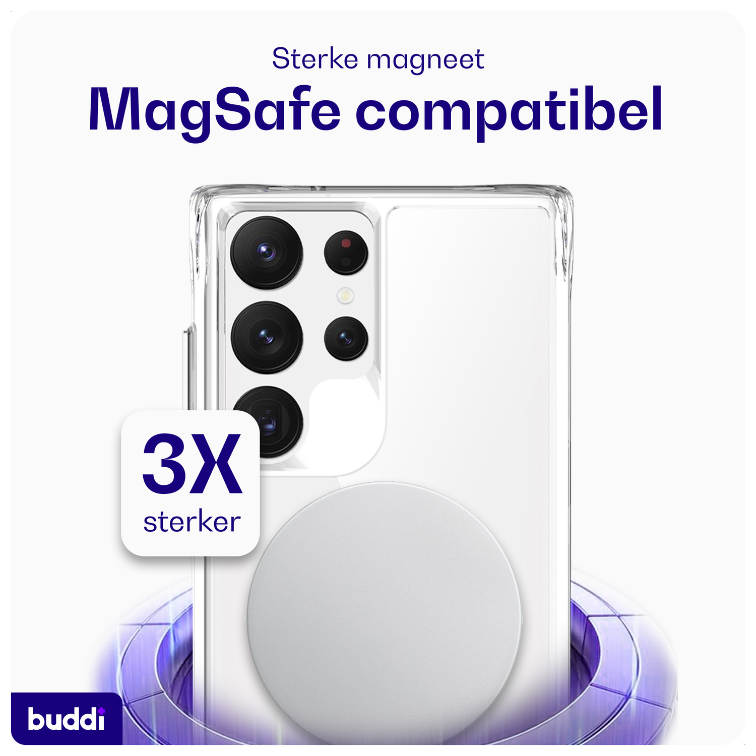 Buddi Core Samsung Galaxy S23 Ultra Hoesje MagSafe Back Cover Transparant afbeelding 3