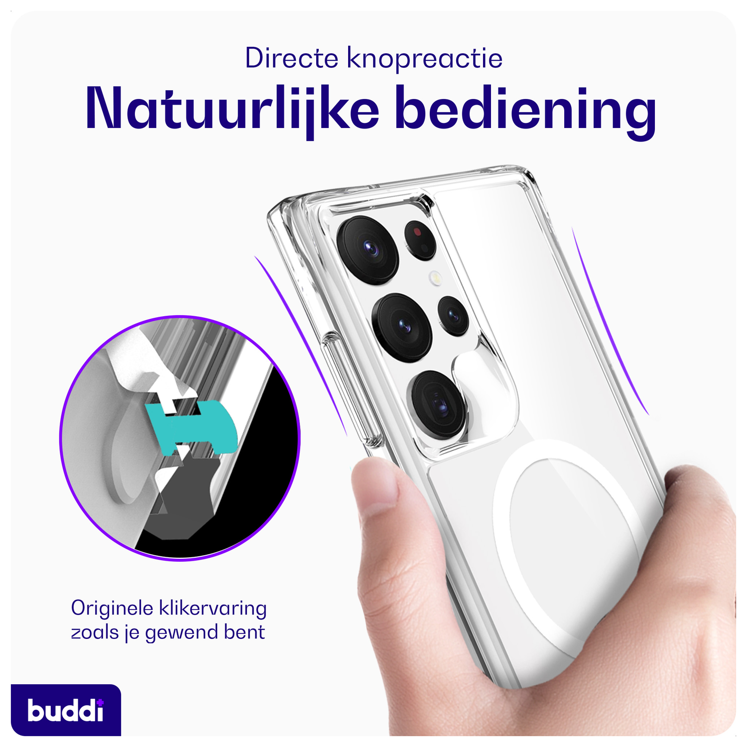 Buddi Core Samsung Galaxy S23 Ultra Hoesje MagSafe Back Cover Transparant afbeelding 4