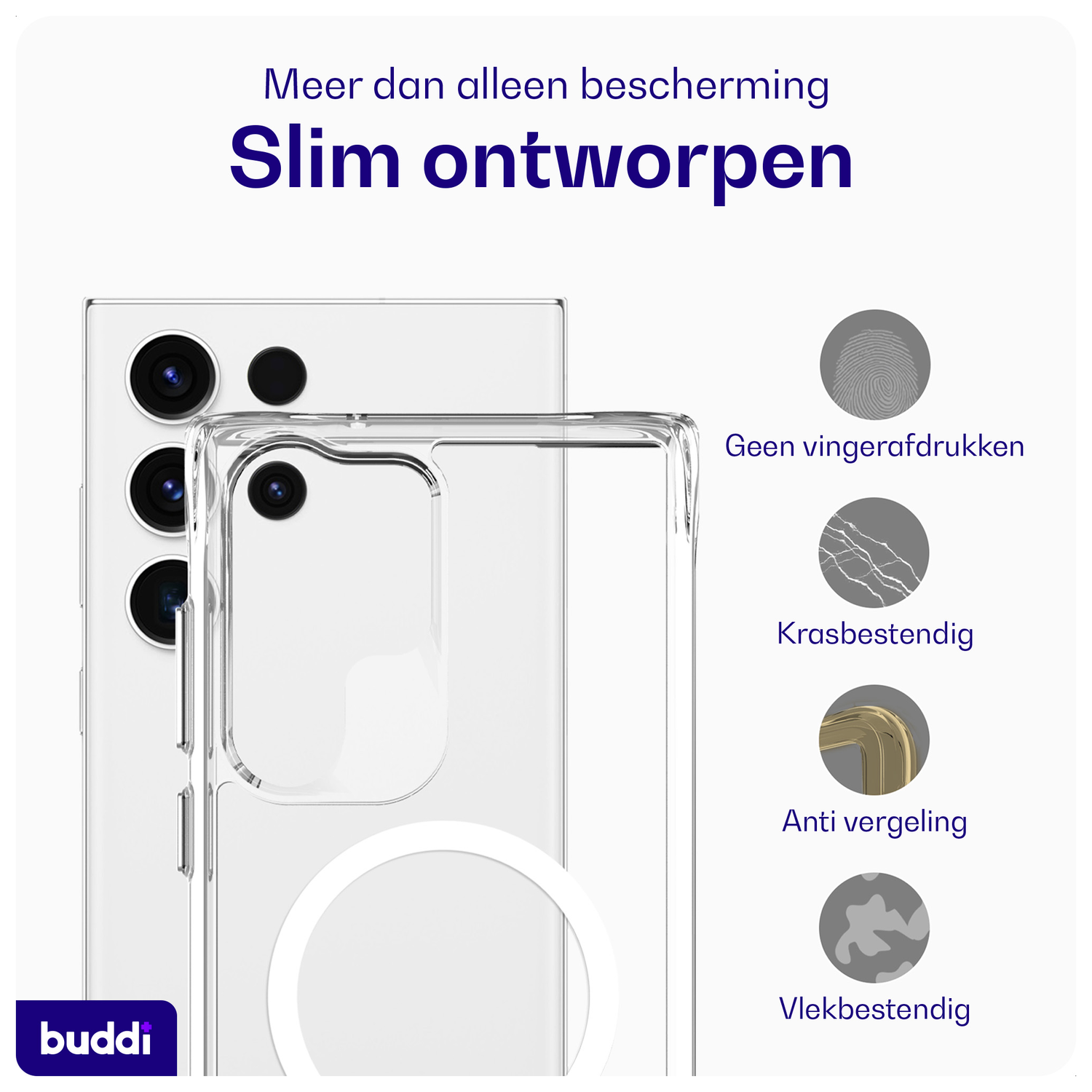 Buddi Core Samsung Galaxy S23 Ultra Hoesje MagSafe Back Cover Transparant afbeelding 5