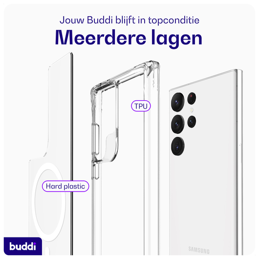 Buddi Core Samsung Galaxy S23 Ultra Hoesje MagSafe Back Cover Transparant afbeelding 7