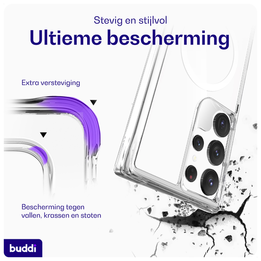 Buddi Core Samsung Galaxy S23 Ultra Hoesje MagSafe Back Cover Transparant afbeelding 2