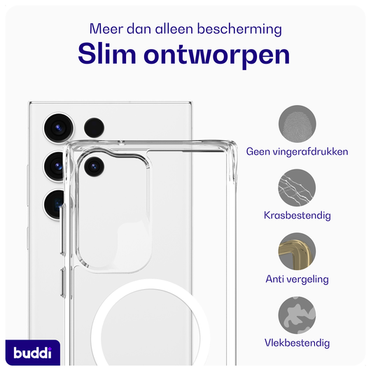 Buddi Core Samsung Galaxy S23 Ultra Hoesje MagSafe Back Cover Transparant afbeelding 5