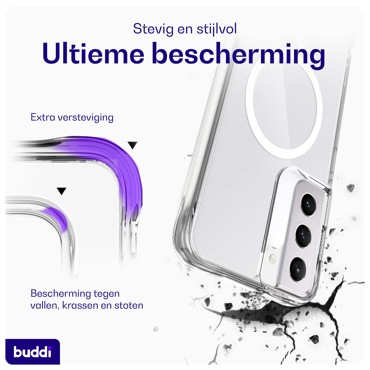 Buddi Core Samsung Galaxy S22 Hoesje MagSafe Back Cover Transparant afbeelding 2