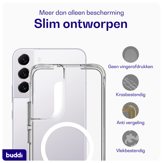 Buddi Core Samsung Galaxy S22 Hoesje MagSafe Back Cover Transparant afbeelding 6