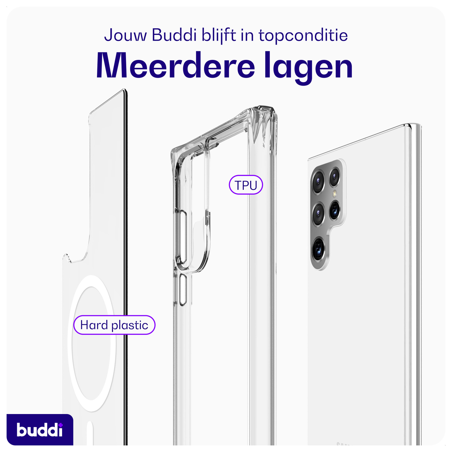 Buddi Core Samsung Galaxy S22 Ultra Hoesje MagSafe Back Cover Transparant afbeelding 7