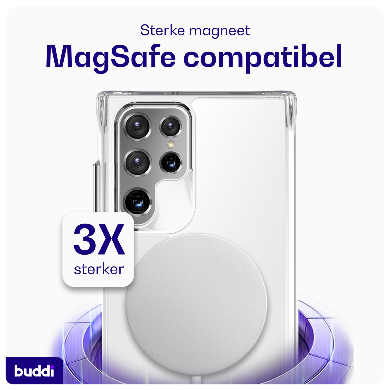 Buddi Core Samsung Galaxy S22 Ultra Hoesje MagSafe Back Cover Transparant afbeelding 3