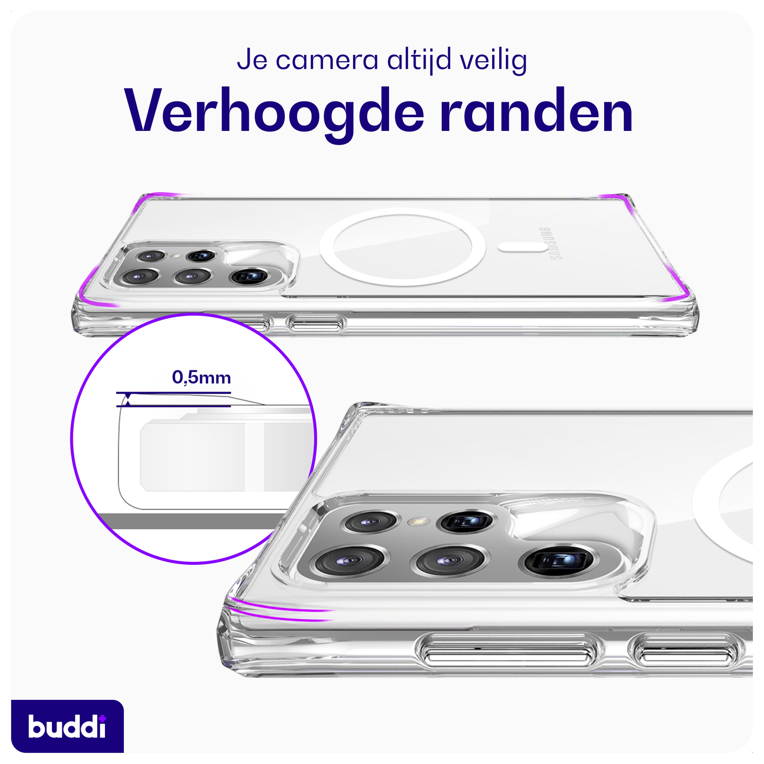 Buddi Core Samsung Galaxy S22 Ultra Hoesje MagSafe Back Cover Transparant afbeelding 5