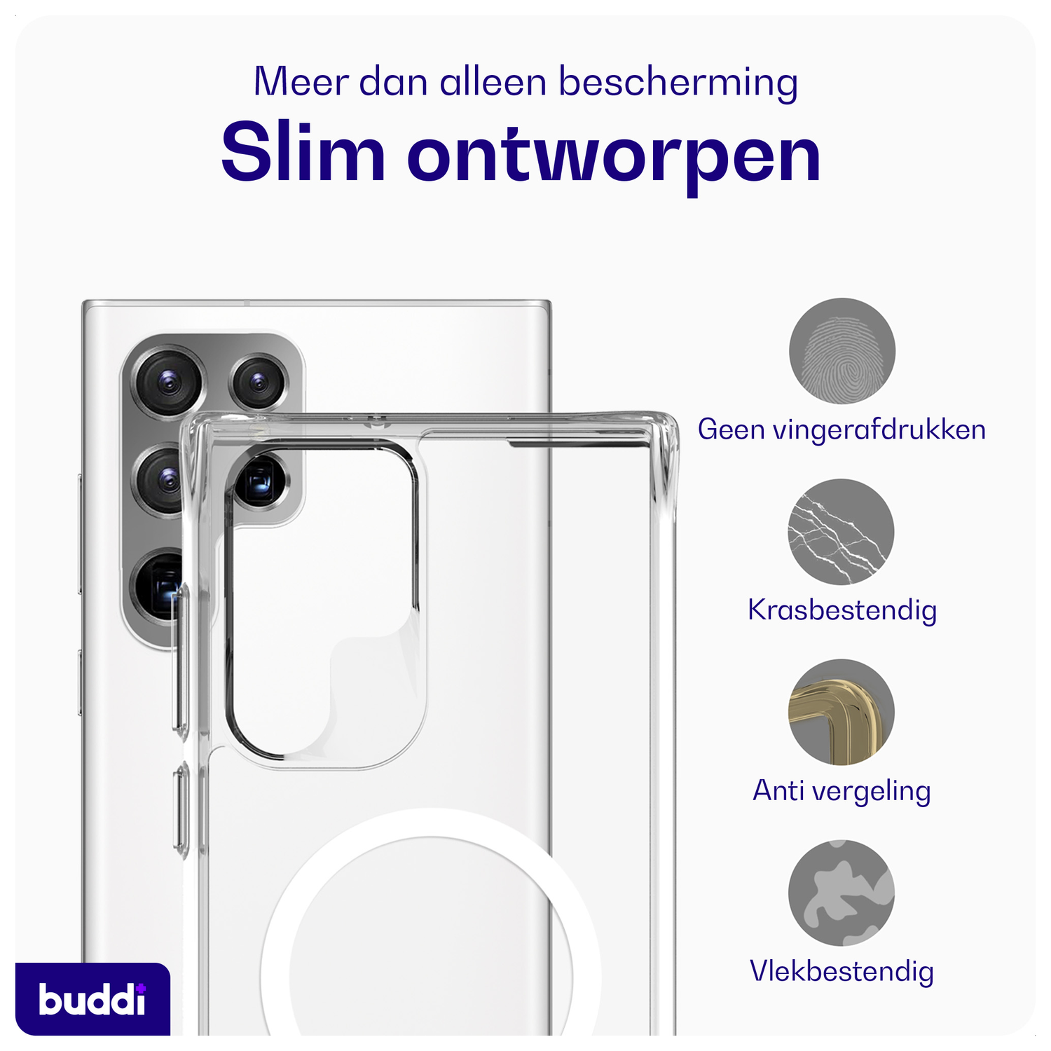 Buddi Core Samsung Galaxy S22 Ultra Hoesje MagSafe Back Cover Transparant afbeelding 6