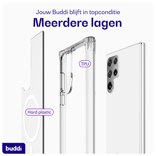 Buddi Core Samsung Galaxy S22 Ultra Hoesje MagSafe Back Cover Transparant afbeelding 7