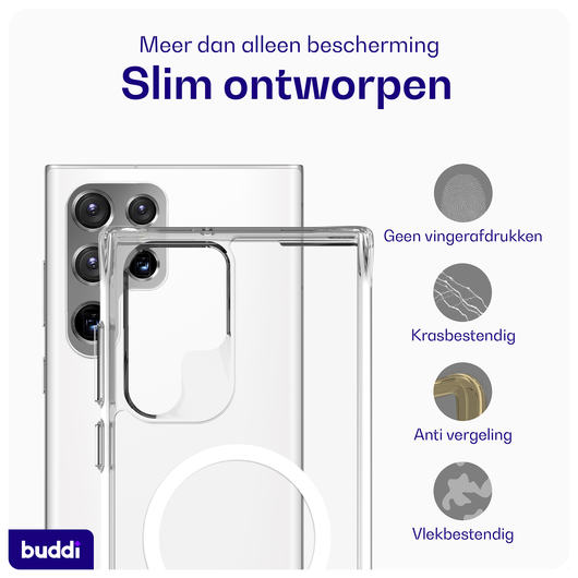 Buddi Core Samsung Galaxy S22 Ultra Hoesje MagSafe Back Cover Transparant afbeelding 6