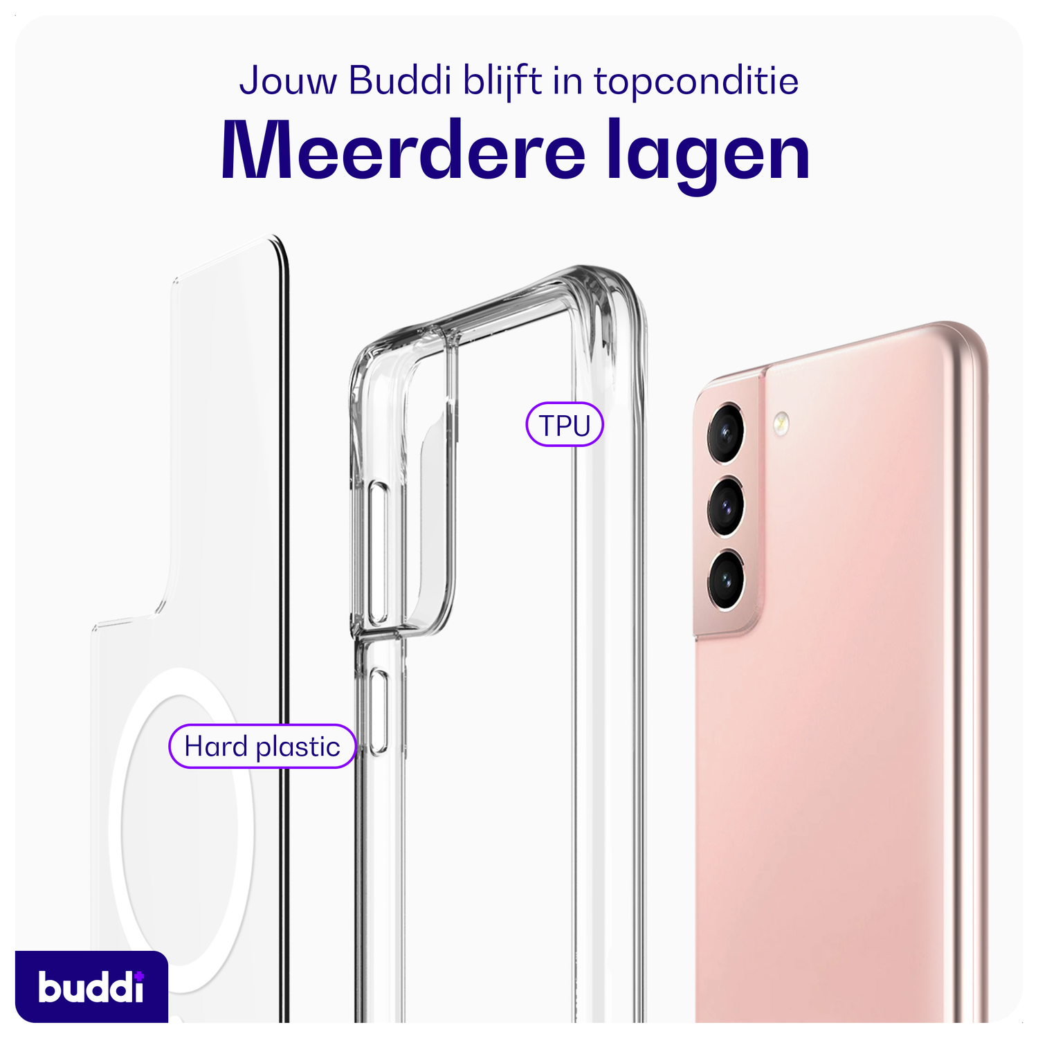 Buddi Core Samsung Galaxy S21 Hoesje MagSafe Back Cover Transparant afbeelding 6