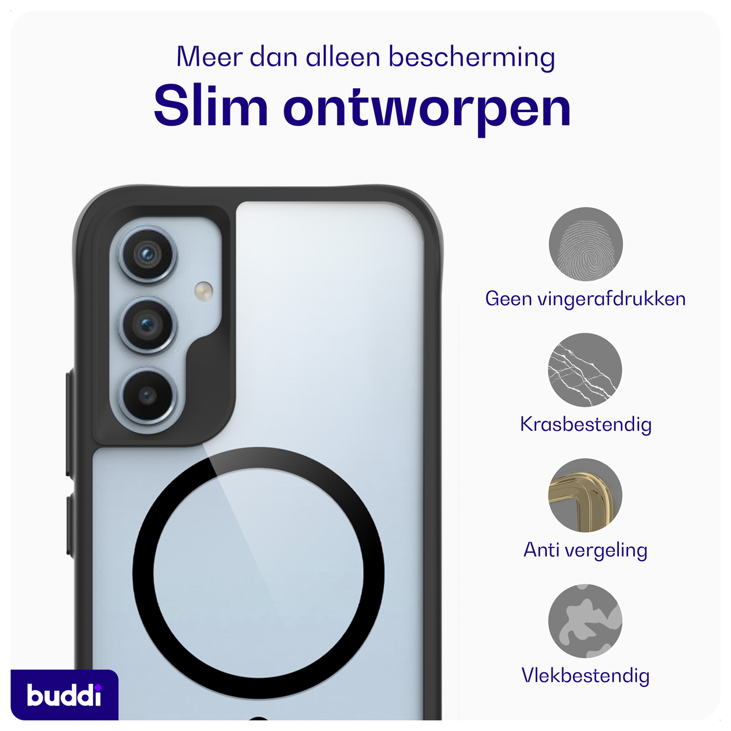 Buddi Hybrid Samsung Galaxy A54 Hoesje MagSafe Back Cover Transparant Zwart afbeelding 5