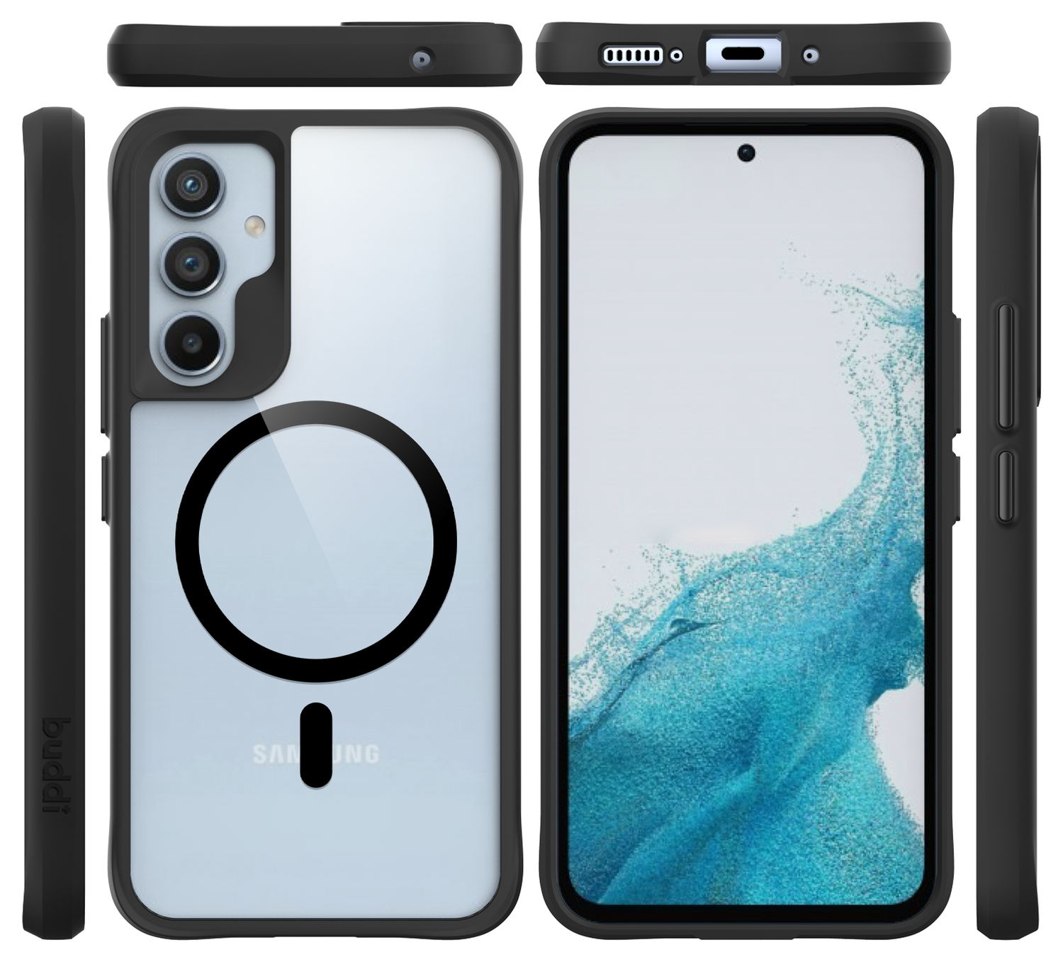 Buddi Hybrid Samsung Galaxy A54 Hoesje MagSafe Back Cover Transparant Zwart afbeelding 9