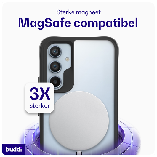 Buddi Hybrid Samsung Galaxy A54 Hoesje MagSafe Back Cover Transparant Zwart afbeelding 3