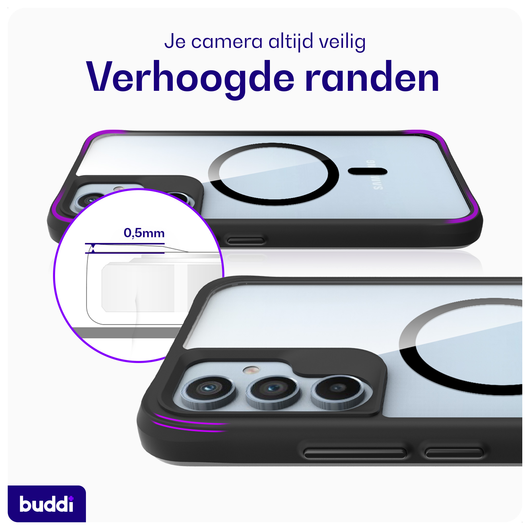 Buddi Hybrid Samsung Galaxy A54 Hoesje MagSafe Back Cover Transparant Zwart afbeelding 4