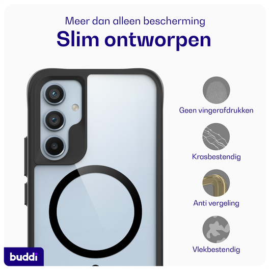 Buddi Hybrid Samsung Galaxy A54 Hoesje MagSafe Back Cover Transparant Zwart afbeelding 5