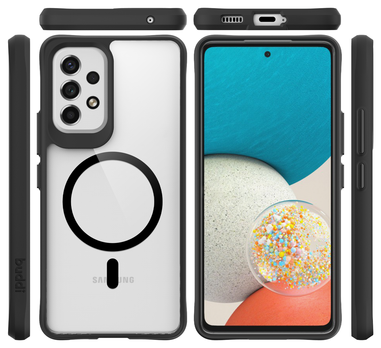 Buddi Hybrid Samsung Galaxy A53 Hoesje MagSafe Back Cover Transparant Zwart afbeelding 9