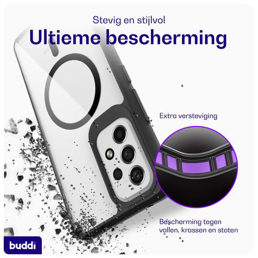 Buddi Hybrid Samsung Galaxy A53 Hoesje MagSafe Back Cover Transparant Zwart afbeelding 2