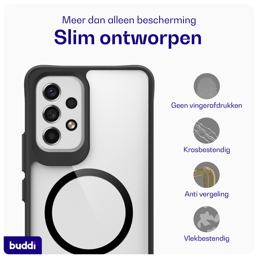 Buddi Hybrid Samsung Galaxy A53 Hoesje MagSafe Back Cover Transparant Zwart afbeelding 5