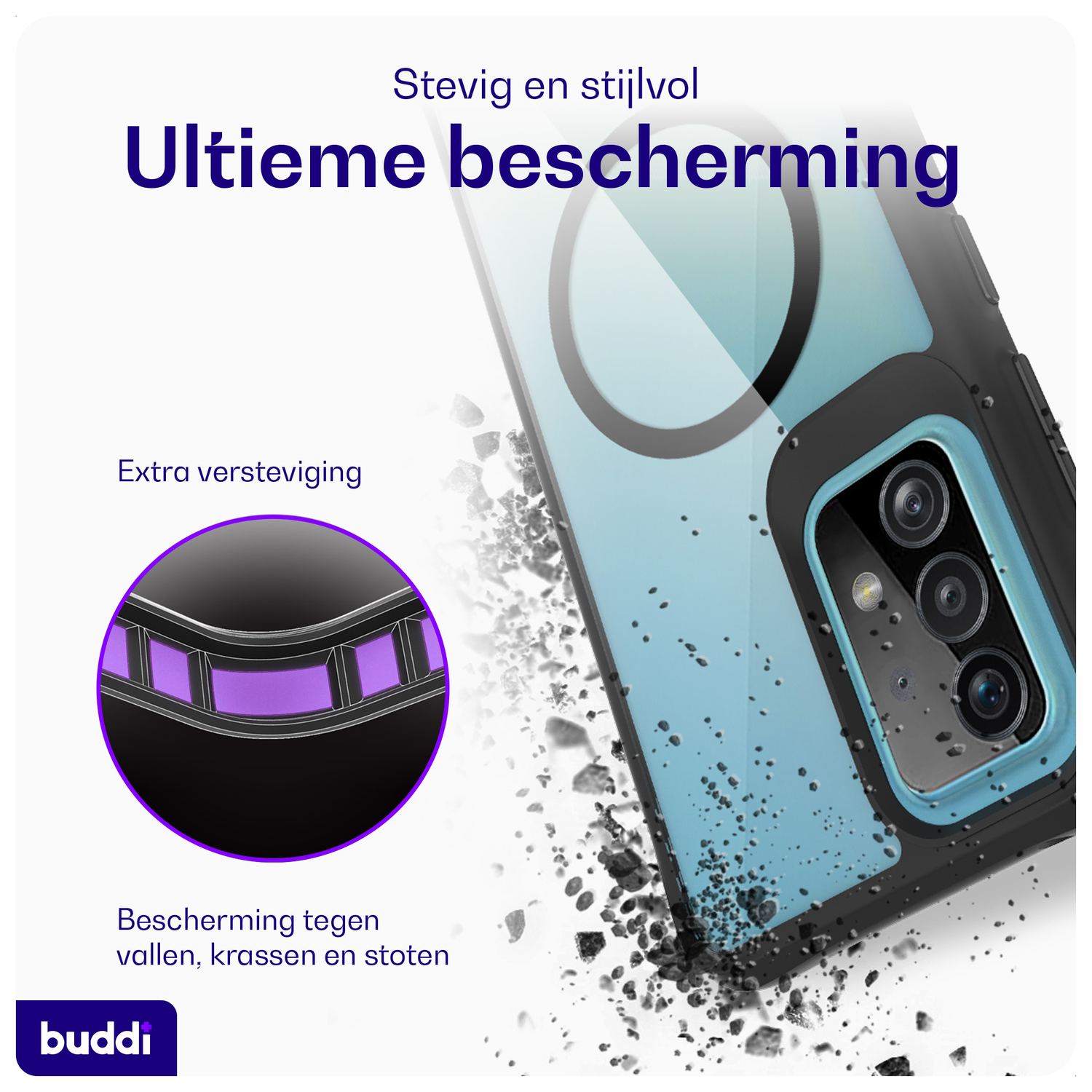 Buddi Hybrid Samsung Galaxy A52 / A52S Hoesje MagSafe Transparant Zwart afbeelding 2