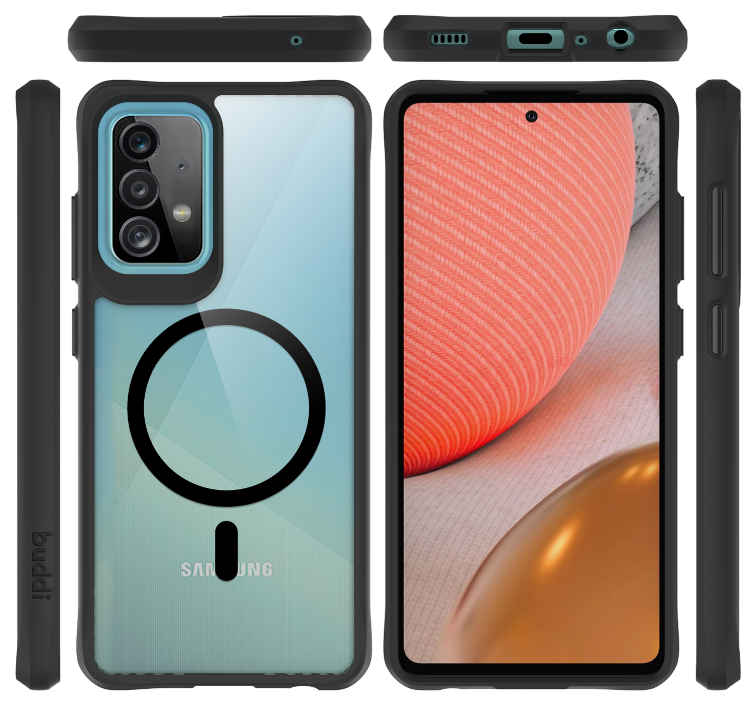 Buddi Hybrid Samsung Galaxy A52 / A52S Hoesje MagSafe Transparant Zwart afbeelding 9