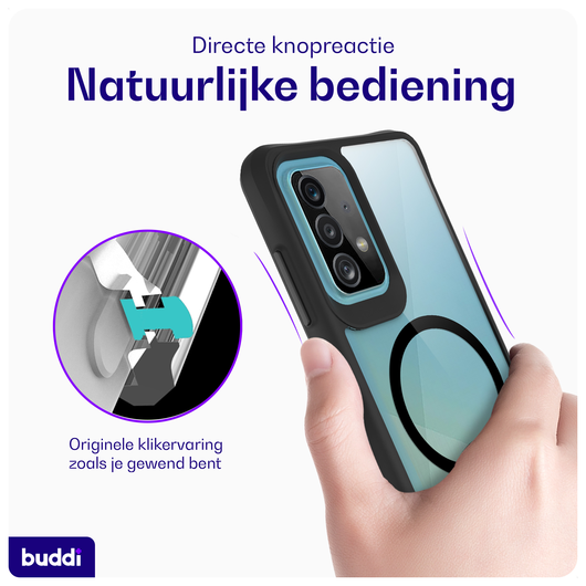 Buddi Hybrid Samsung Galaxy A52 / A52S Hoesje MagSafe Transparant Zwart afbeelding 4
