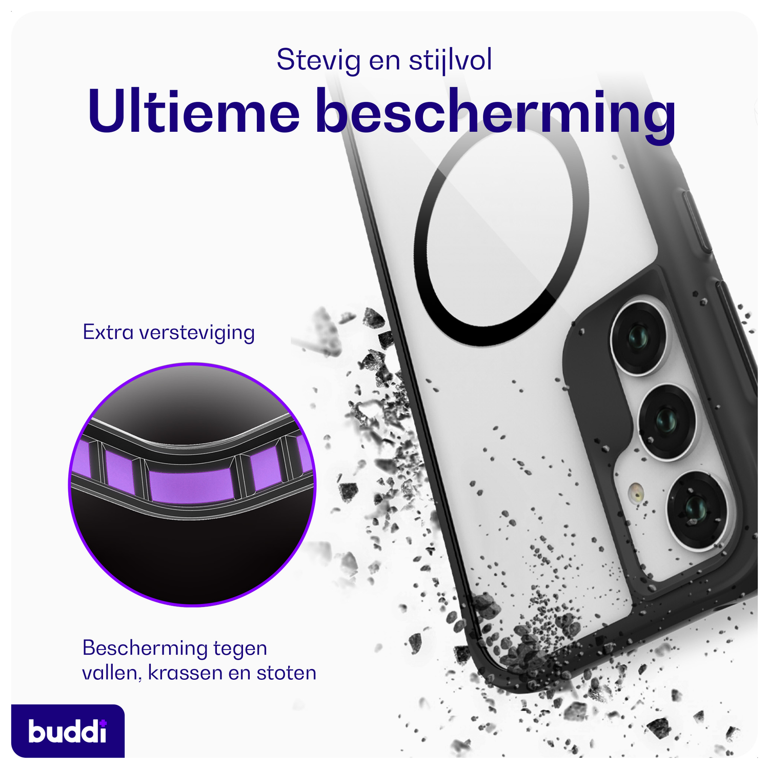 Buddi Hybrid Samsung Galaxy A35 Hoesje MagSafe Back Cover Transparant Zwart afbeelding 2