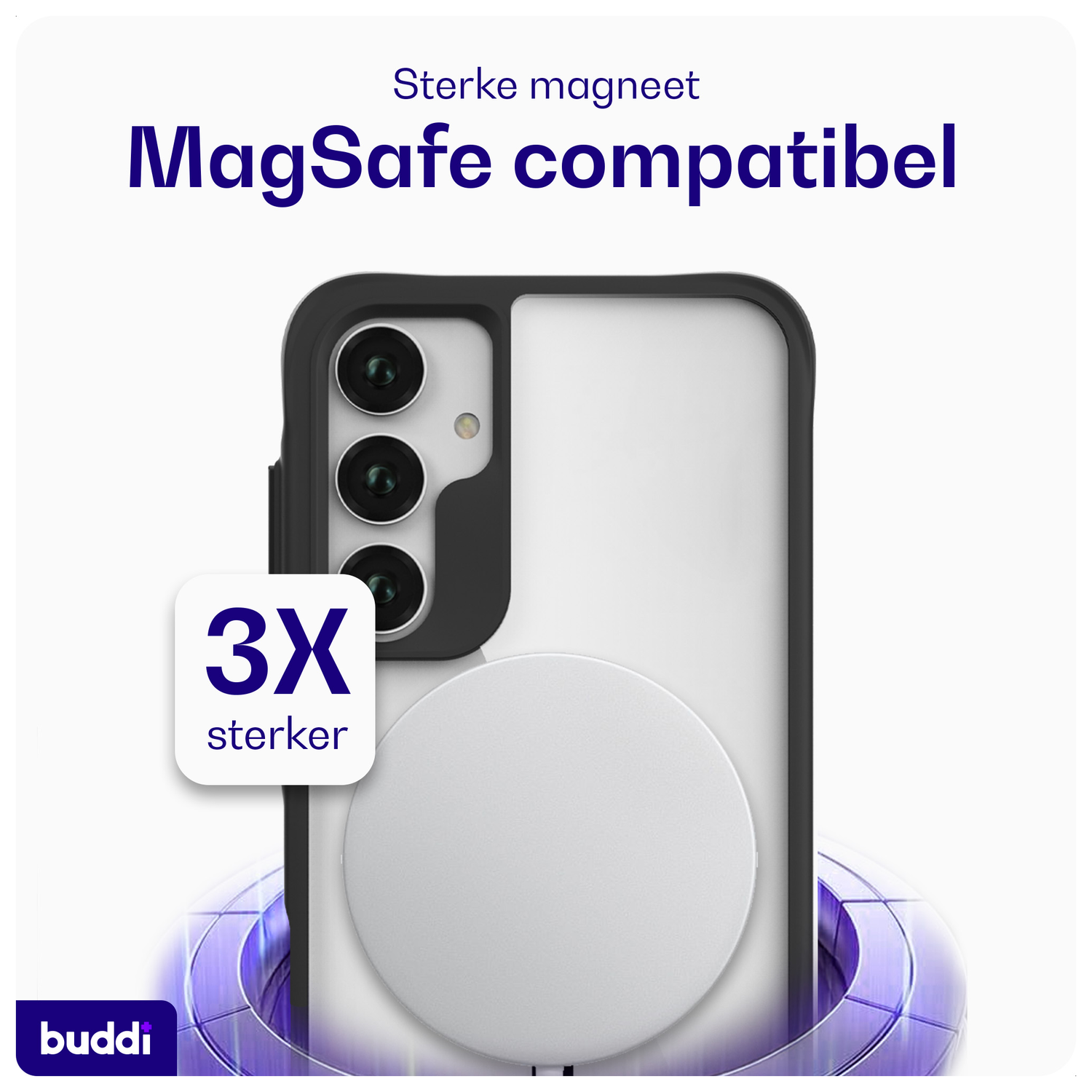 Buddi Hybrid Samsung Galaxy A35 Hoesje MagSafe Back Cover Transparant Zwart afbeelding 3