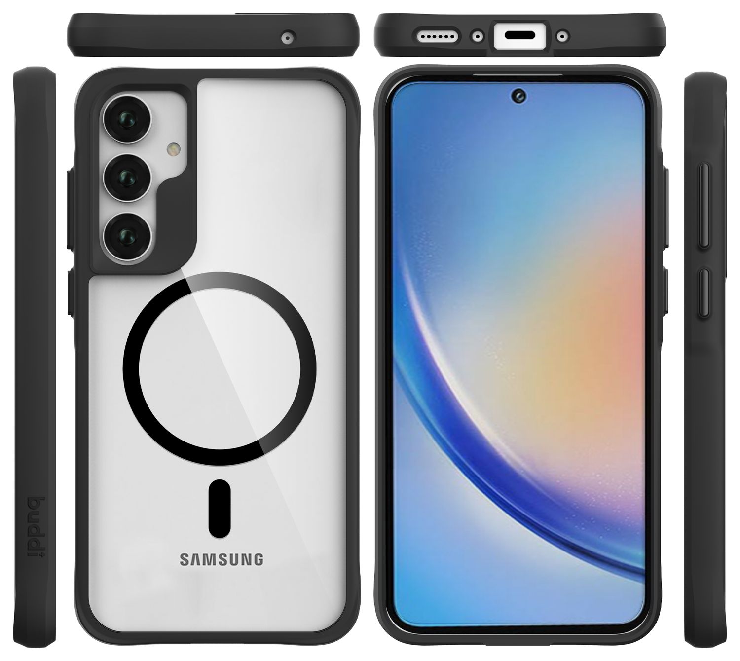 Buddi Hybrid Samsung Galaxy A35 Hoesje MagSafe Back Cover Transparant Zwart afbeelding 9