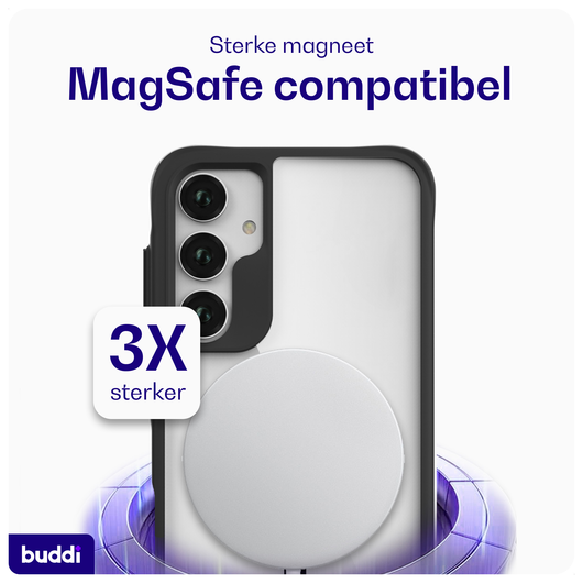 Buddi Hybrid Samsung Galaxy A35 Hoesje MagSafe Back Cover Transparant Zwart afbeelding 3