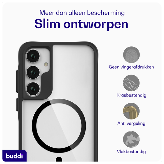 Buddi Hybrid Samsung Galaxy A35 Hoesje MagSafe Back Cover Transparant Zwart afbeelding 5