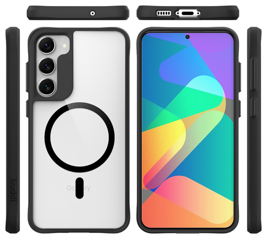 Buddi Hybrid Samsung Galaxy S23 Hoesje MagSafe Back Cover Transparant Zwart afbeelding 10