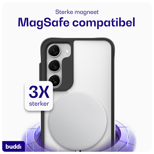 Buddi Hybrid Samsung Galaxy S23 Hoesje MagSafe Back Cover Transparant Zwart afbeelding 3
