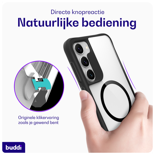Buddi Hybrid Samsung Galaxy S23 Hoesje MagSafe Back Cover Transparant Zwart afbeelding 5