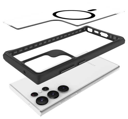 Buddi Hybrid Samsung Galaxy S23 Ultra Hoesje MagSafe Transparant Zwart afbeelding 4