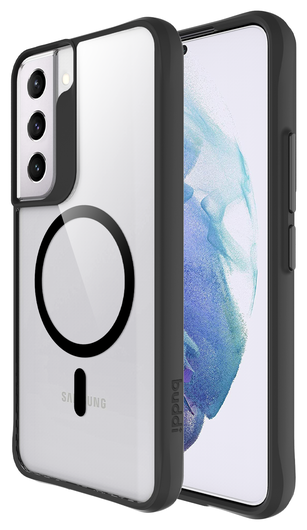 Buddi Hybrid Samsung Galaxy S22 Hoesje MagSafe Back Cover Transparant Zwart afbeelding 1