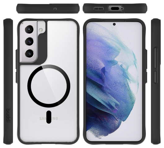 Buddi Hybrid Samsung Galaxy S22 Hoesje MagSafe Back Cover Transparant Zwart afbeelding 9