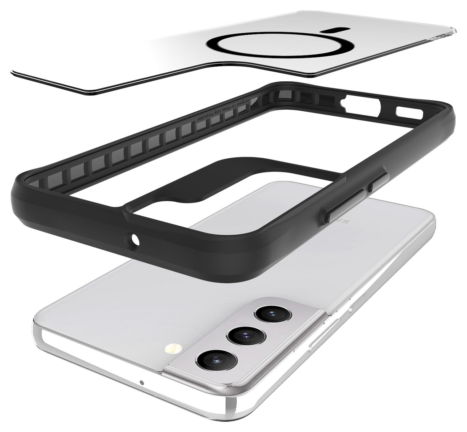 Buddi Hybrid Samsung Galaxy S22 Plus Hoesje MagSafe Back Cover Transparant Zwart afbeelding 10