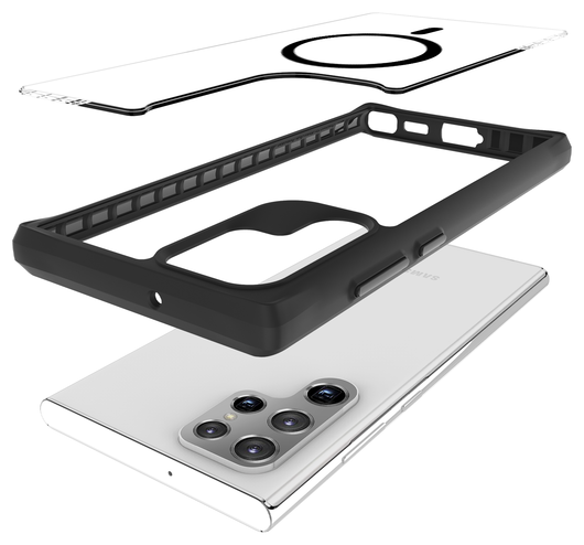 Buddi Hybrid Samsung Galaxy S22 Ultra Hoesje MagSafe Transparant Zwart afbeelding 10