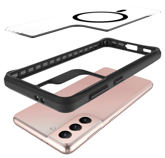 Buddi Hybrid Samsung Galaxy S21 Hoesje MagSafe Back Cover Transparant Zwart afbeelding 4