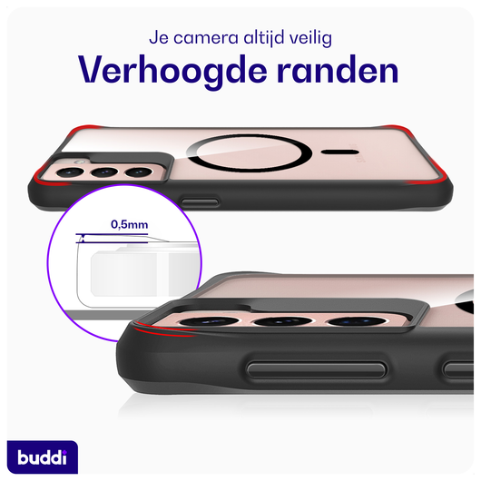Buddi Hybrid Samsung Galaxy S21 Hoesje MagSafe Back Cover Transparant Zwart afbeelding 5