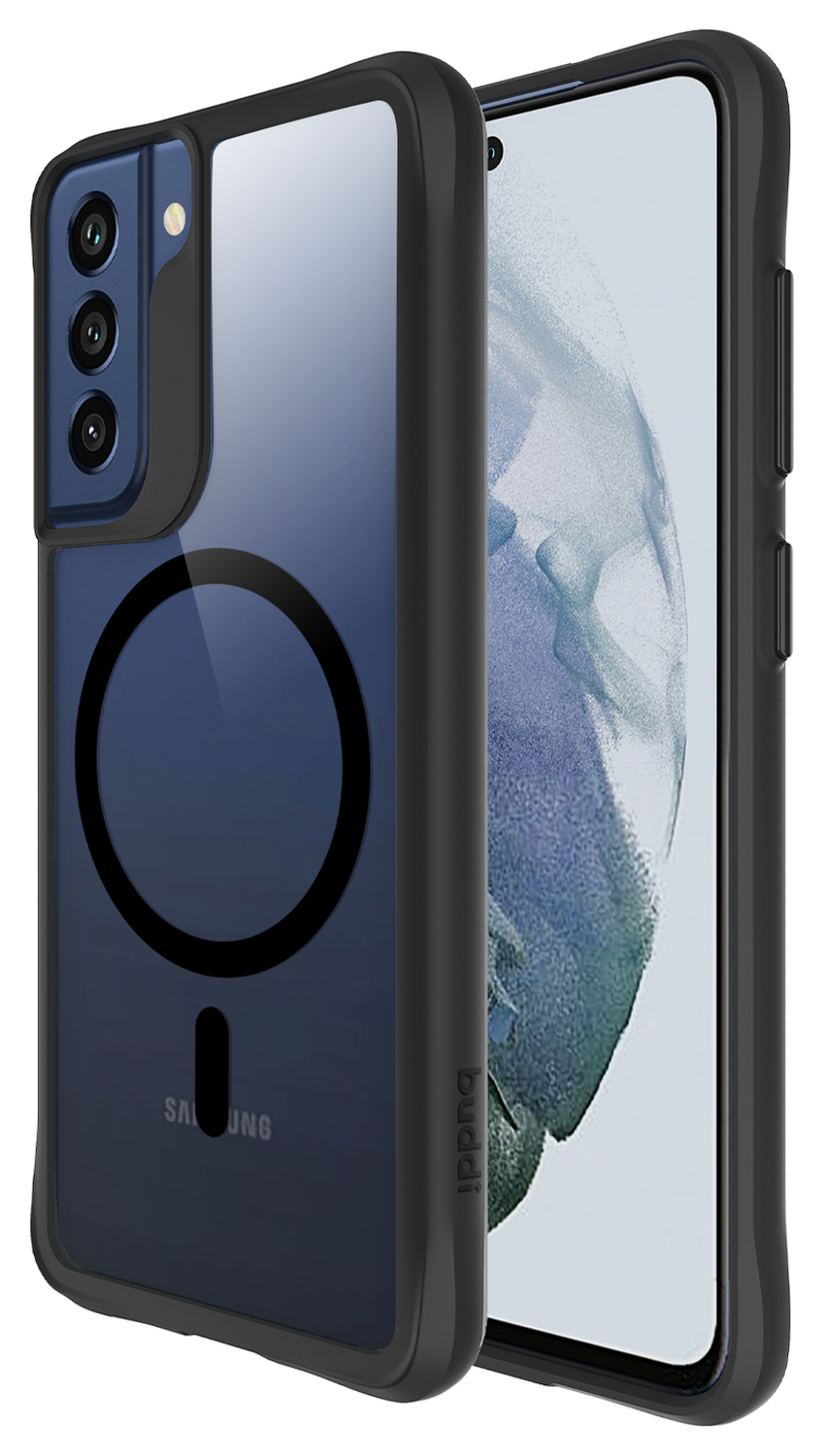 Buddi Hybrid Samsung Galaxy S21 FE Hoesje MagSafe Back Cover Transparant Zwart afbeelding 1