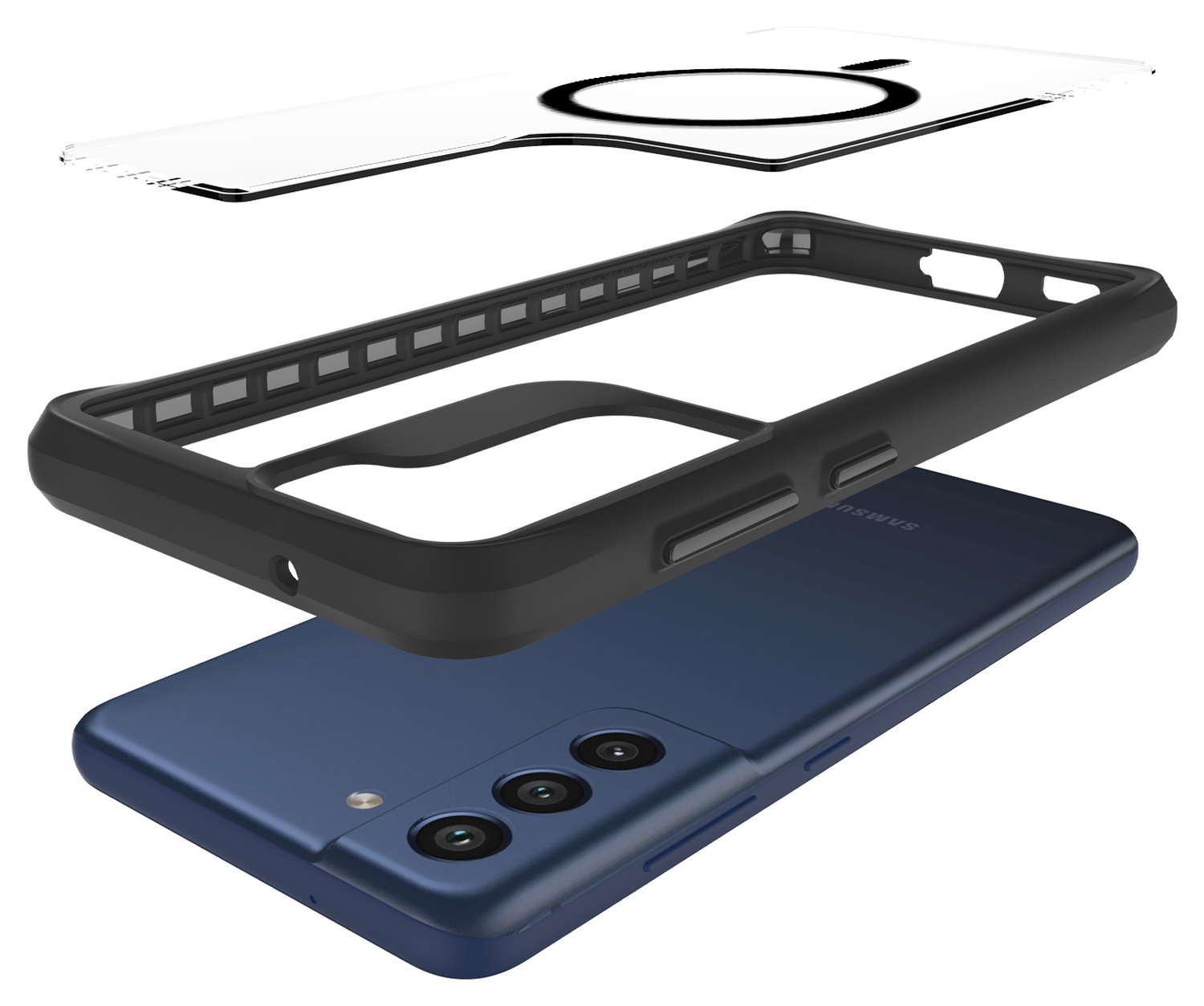 Buddi Hybrid Samsung Galaxy S21 FE Hoesje MagSafe Back Cover Transparant Zwart afbeelding 10