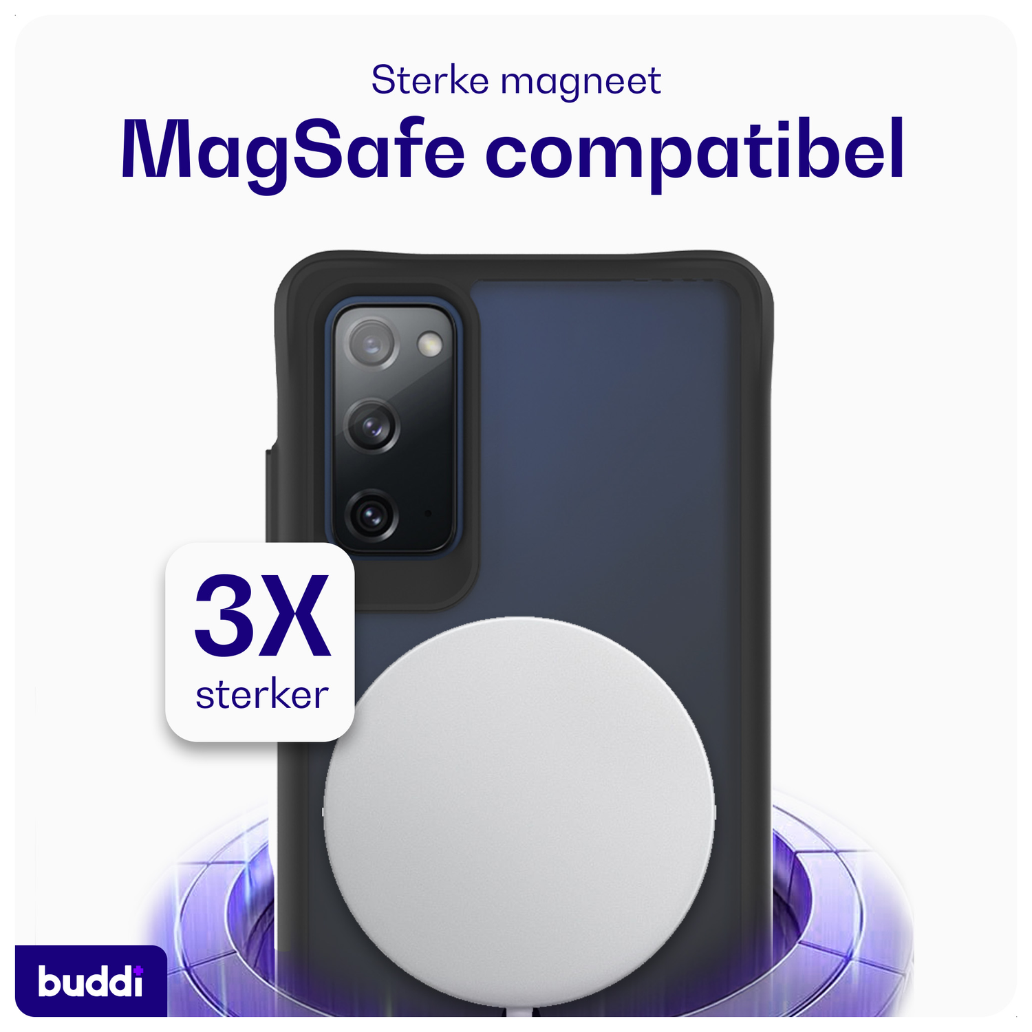 Buddi Hybrid Samsung Galaxy S20 FE Hoesje MagSafe Back Cover Transparant Zwart afbeelding 3